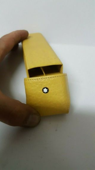Vintage MONTBLANC yellow leather pen case pouch for 2 pen 5