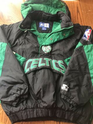 Boston Celtics Vintage Starter Puffer Jacket Men Xl Larry Bird 80s - 90s Big3 Rare