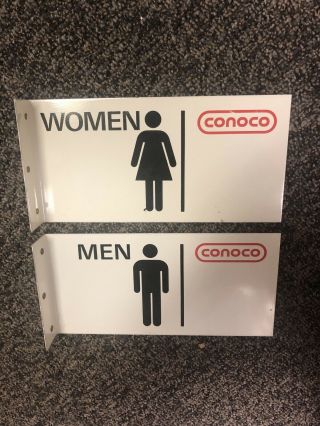 Vintage Nos Conoco Restroom Signs Men & Women Gas Station