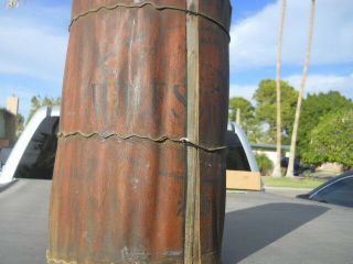 Rare Vintage Wood Covered Tin Oil Can Pail Wolfs Head Oil Logo Distressed 3