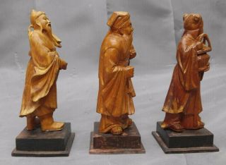 Old Vintage Hand Carved Wooden Asian Chinese Figures Statues Wood Carvings 3