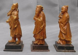 Old Vintage Hand Carved Wooden Asian Chinese Figures Statues Wood Carvings 4