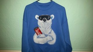 Rare VTG 80 ' s Coca - Cola Polar Bear Promo Blue Soda Sweatshirt - XL - Single Stitch 2