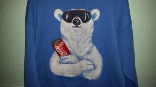 Rare VTG 80 ' s Coca - Cola Polar Bear Promo Blue Soda Sweatshirt - XL - Single Stitch 3