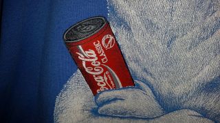 Rare VTG 80 ' s Coca - Cola Polar Bear Promo Blue Soda Sweatshirt - XL - Single Stitch 4