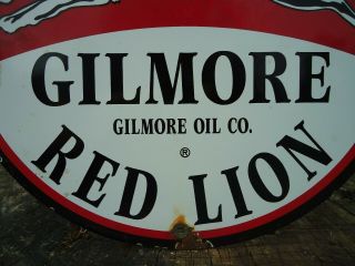 1940 ' S VINTAGE GILMORE RED LION AIRCRAFT PORCELAIN GAS SIGN GILMORE OIL CO. 2