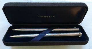 Vintage Tiffany & Co T Clip Sterling Silver Pen & Pencil Set W/ Box