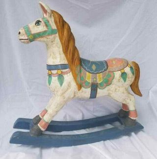 Vtg Mexican Folk 24 " Carnival Carousel Rocking Horse Papier - Mache Art Sculpture