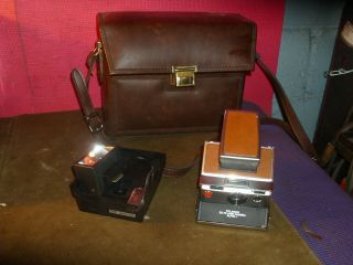 Vintage Poloroid Sx - 70 Alpha 1 Camera With Flash Unit And Case