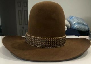 VINTAGE JOHN B STETSON 10 Gallon? BROWN WESTERN COWBOY HAT Size 7 5/8 JBS Pin 3