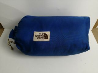 North Face Down Mummy Sleeping Bag Blue 84x30 Vtg Usa Brown Tag