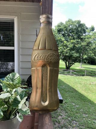 Old Vintage 30” Coca Cola Brass Thermometer Rare