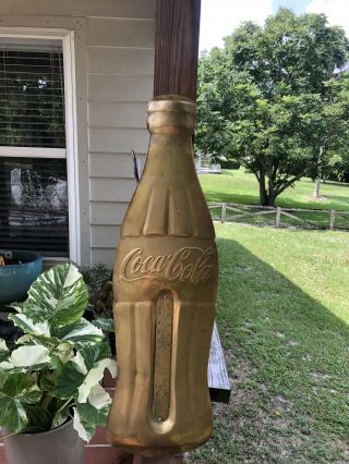 Old Vintage 30” Coca Cola Brass Thermometer RARE 4