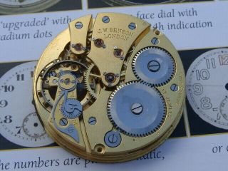J.  W.  Benson London Vintage Antique Watch Movement & Dial 1