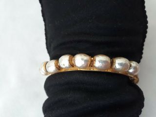 Vintage Miriam Haskell Signed Baroque Pearl Hinged Bracelet