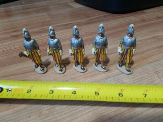 5 - Vtg.  Metal Toy Medival Knights Soldier By Frenchal France Spanish Quiralu