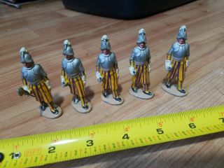 5 - Vtg.  METAL Toy Medival Knights SOLDIER by Frenchal France Spanish Quiralu 2