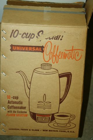 Vintage Universal Coffeematic Electric Coffee Pot Percolator Mid Century