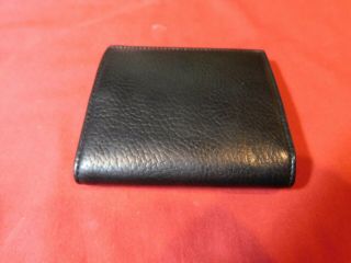 Vintage Coach Black Leather Tri - Fold Wallet With Coin Holder Made In Italy