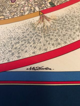Hermes scarf: Rare / Vintage.  Red,  white and blue.  Feux D’ Artifice.  1987 Anniv 3