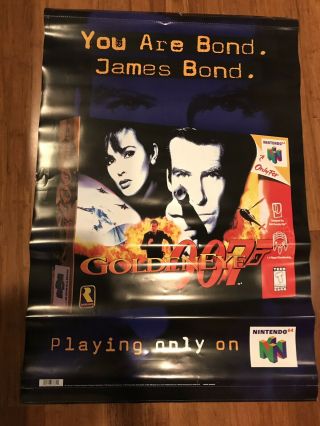 Goldeneye 007 Nintendo 64 Poster Banner Retail Store Display N64 28x22 Rare