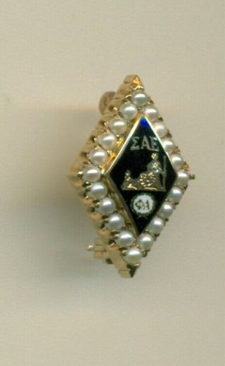 Vintage Sigma Alpha Epsilon Black Gold Pearl Sae Fraternity Pin - Wow