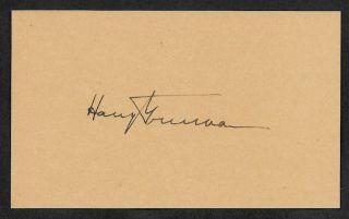 Harry S Truman Autograph Reprint On Period 1940s 3x5 Card
