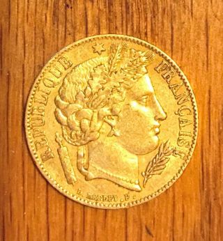 1849 A France Gold Coin 20 Francs Km 762 Rare Low Mintage Circ A030