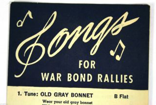 Wwii Songbook Pamphlets " Songs For War Bond Rallies " Wfd - 940 U.  S.  Treasury Dept.