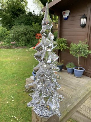 Daum France Glass Christmas Tree 1970s Rare 40cm Tall