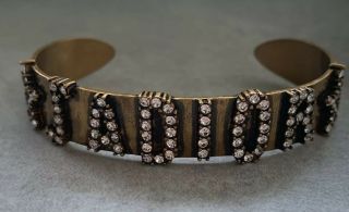 Authentic Christian Dior J’adior Crystal Aged Gold Cuff Bracelet