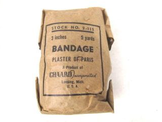Wwii Era Us Army First Aid Kit Bandage Plaster Of Paris 3 In X 5 Yd - Dated 1945