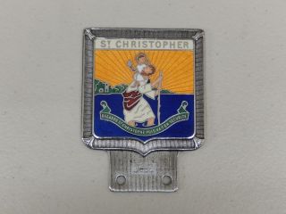 Vintage Chrome Enamel J R Gaunt St Christopher Car Badge Auto Emblem