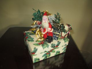 Charming Vintage German Belsnickle Santa On A Package Period Decorations