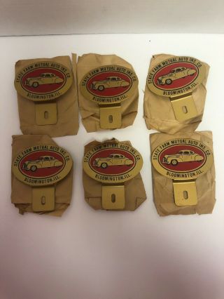 6 Nos Vintage State Farm Insurance License Plate Toppers In Package