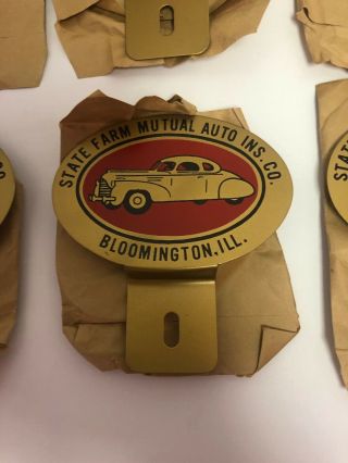 6 NOS Vintage STATE FARM Insurance LICENSE PLATE TOPPERS in Package 3