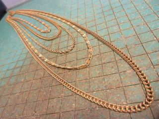 Vintage Signed Miriam Haskell Gold Tone Multi Strand Necklace - Estate Find 3