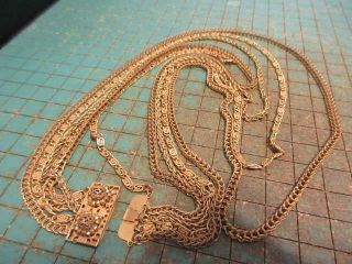 Vintage Signed Miriam Haskell Gold Tone Multi Strand Necklace - Estate Find 8