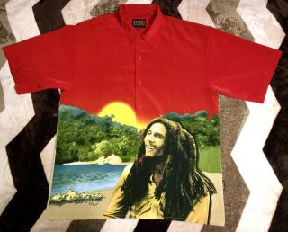 Vintage Bob Marley Clothing By Dragonfly Button Front Shirt Mens Sz 2xl