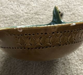 Vintage Large Bitossi Ceramic Duck Bowl With Spoon And Fork Italy 8