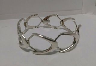 Vintage Sterling Silver Modernist Bracelet Signed By Aj Denmark Arne Johansen