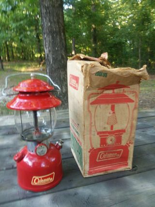 Vintage Coleman Red Lantern 200a195 With Box