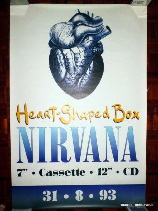 Nirvana Rare M Uk 1993 Org Giant Promo Poster 40x60 Heart - Shaped Box Kurt Cobain