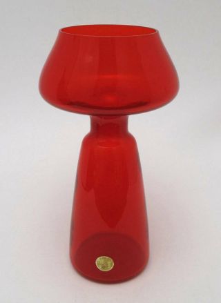 Scandinavian Mid Century Glass Candle Holder Eames Era Vintage Eames Era Red