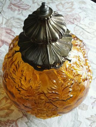 Vtg Mid Century Hanging Swag Glass Amber Lamp Shade Cover Globe Only Replacement
