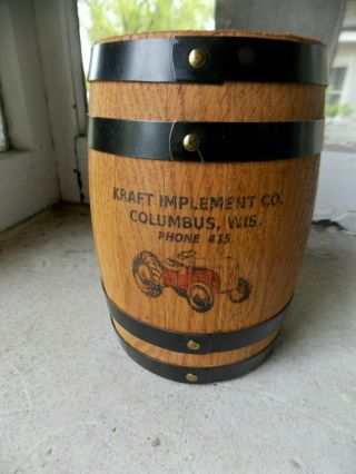 Vintage 1950 ' s 1960 ' s Ford Tractor combination barrel bank advertising Wisconsin 3