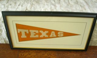 Vintage University Of Texas Ut Longhorns Football Felt Pennant Matted & Framed