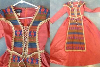 Rare Vintage Gunne Sax Dress Medieval Renaissance Dress Embroidered Victorian