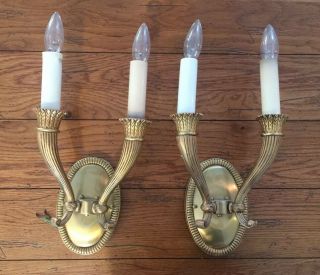 Vintage Brass Candle Holder Wall Sconce Lamp Lights Electric Ornate