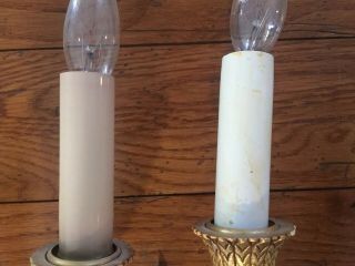 Vintage Brass Candle Holder Wall Sconce Lamp Lights Electric Ornate 5
